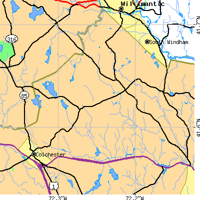 Zip code 06249 close-up map