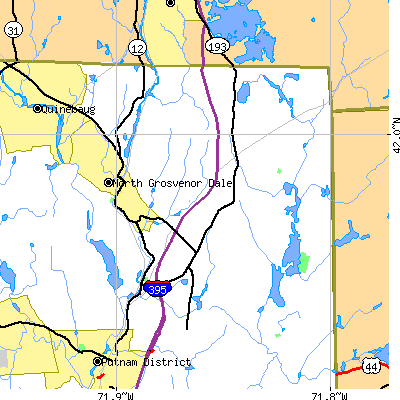 Zip code 06277 close-up map