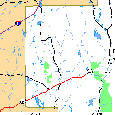 Zip code 06278 close-up map