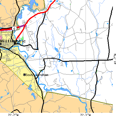 Zip code 06280 close-up map