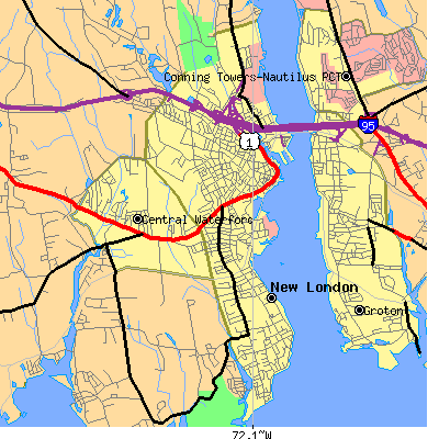 Zip code 06320 close-up map