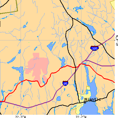 Zip code 06333 close-up map