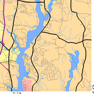 Zip code 06335 close-up map