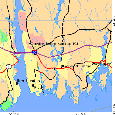 Zip code 06340 close-up map