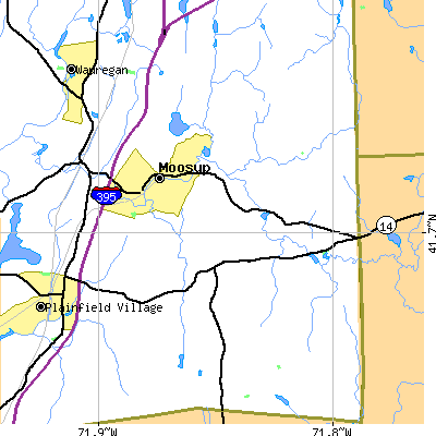 Zip code 06354 close-up map