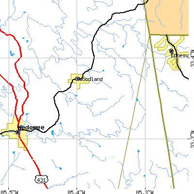 Zip code 36280 close-up map