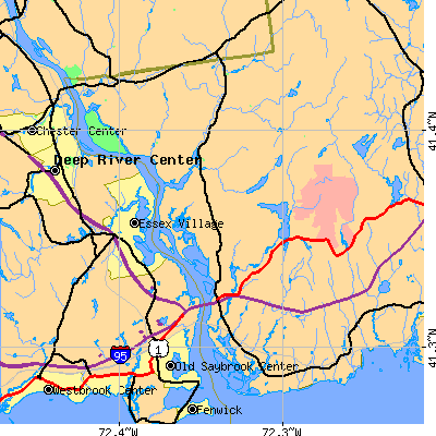 Zip code 06371 close-up map