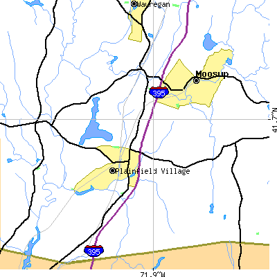 Zip code 06374 close-up map