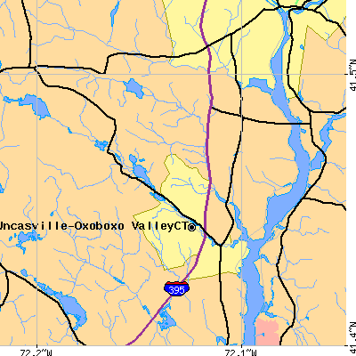 Zip code 06382 close-up map