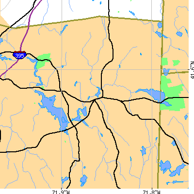 Zip code 06384 close-up map