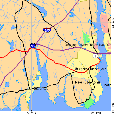Zip code 06385 close-up map