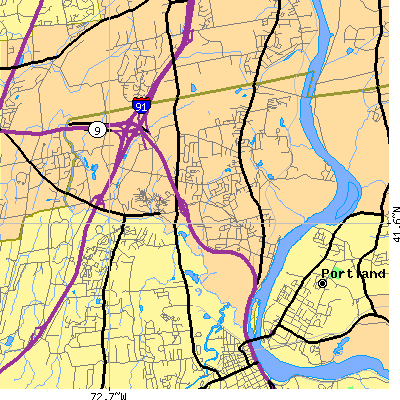 Zip code 06416 close-up map