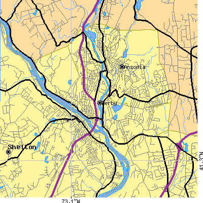 Zip code 06418 close-up map