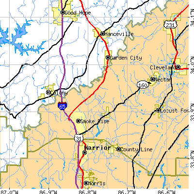 Zip code 35079 close-up map
