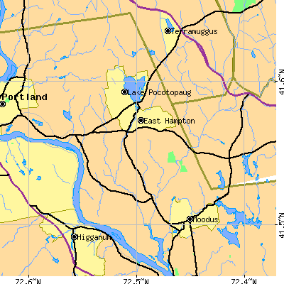 Zip code 06424 close-up map