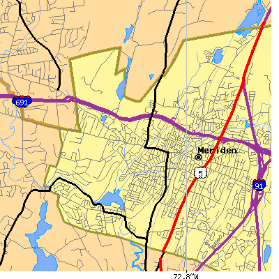 Zip code 06451 close-up map