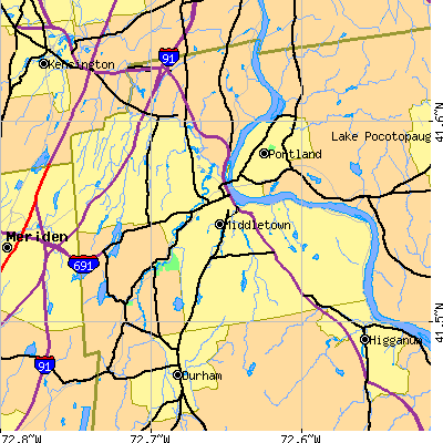 Zip code 06457 close-up map