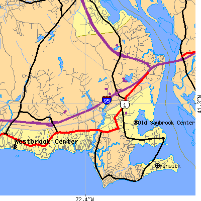 Zip code 06475 close-up map