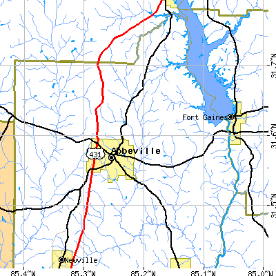 Zip code 36310 close-up map