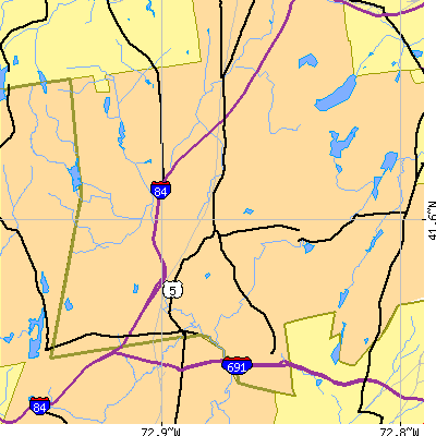 Zip code 06489 close-up map