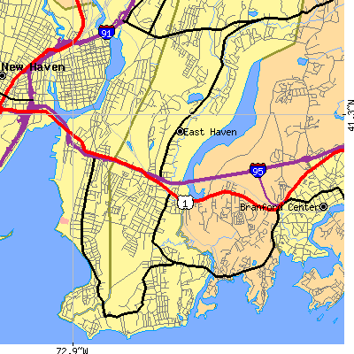 Zip code 06512 close-up map