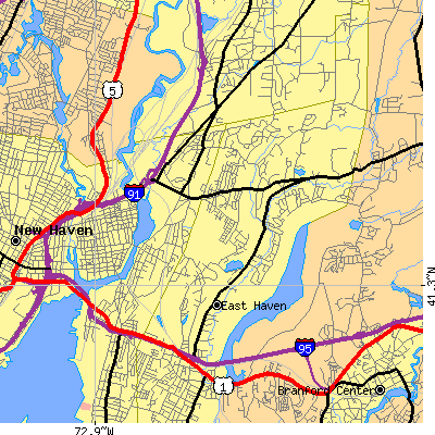 Zip code 06513 close-up map