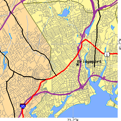 Zip code 06604 close-up map
