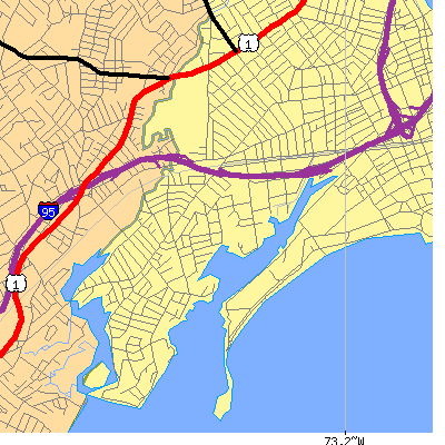 Zip code 06605 close-up map