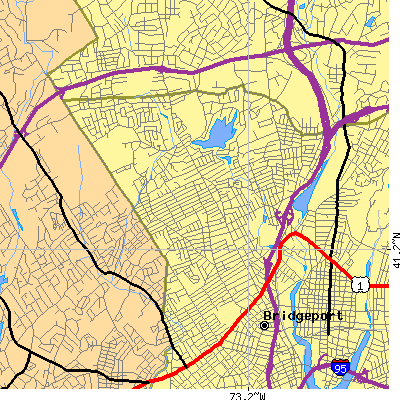 Zip code 06606 close-up map
