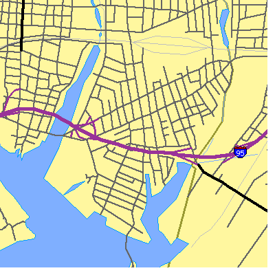Zip code 06607 close-up map