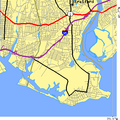Zip code 06615 close-up map