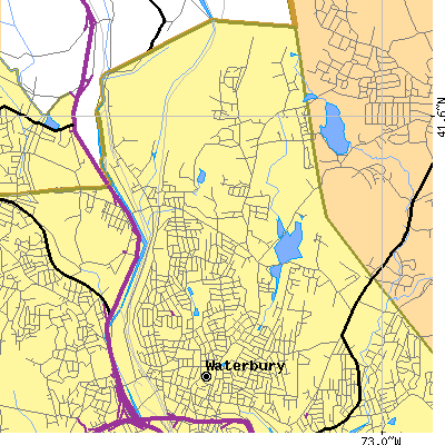 Zip code 06704 close-up map