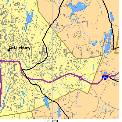 Zip code 06705 close-up map