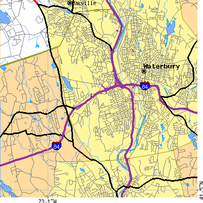 Zip code 06708 close-up map