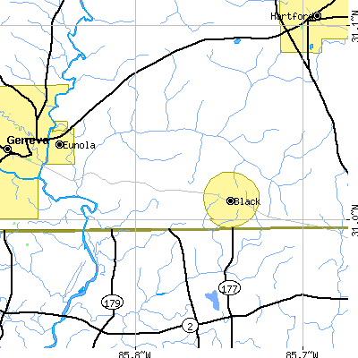 Zip code 36314 close-up map