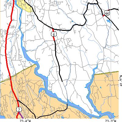Zip code 06752 close-up map