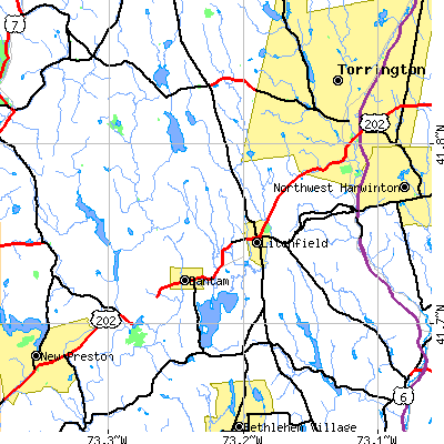 Zip code 06759 close-up map