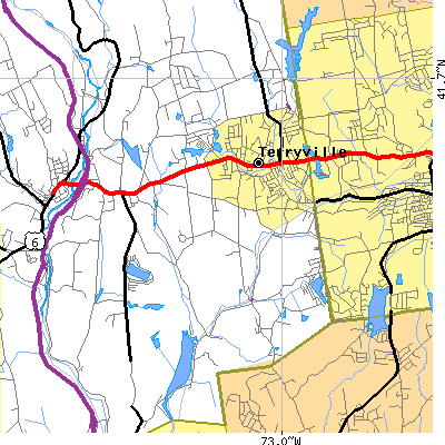 Zip code 06786 close-up map