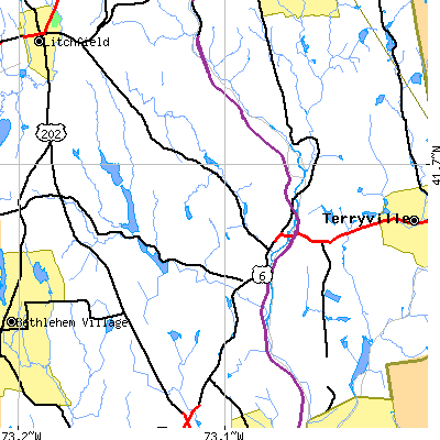 Zip code 06787 close-up map