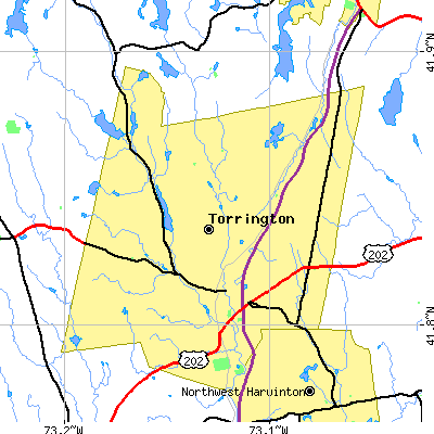 Zip code 06790 close-up map