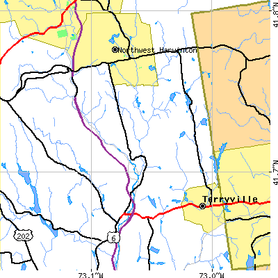 Zip code 06791 close-up map