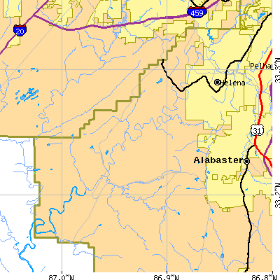 Zip code 35080 close-up map