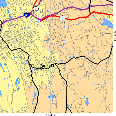 Zip code 06801 close-up map