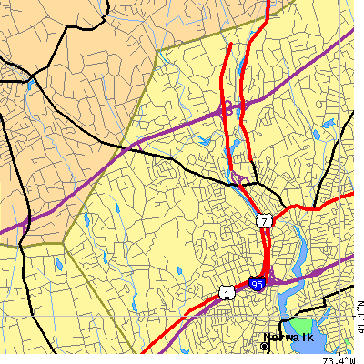 Zip code 06850 close-up map
