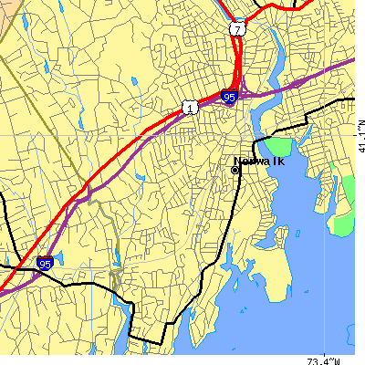 Zip code 06854 close-up map