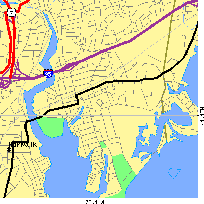 Zip code 06855 close-up map