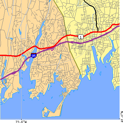 Zip code 06870 close-up map