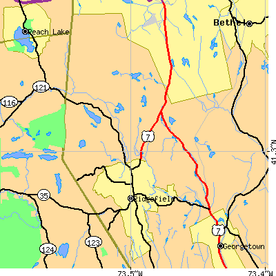 Zip code 06877 close-up map
