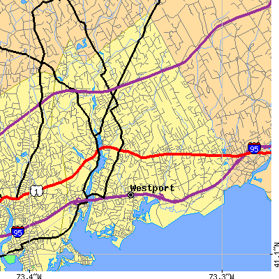 Zip code 06880 close-up map