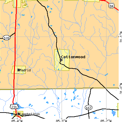 Zip code 36320 close-up map